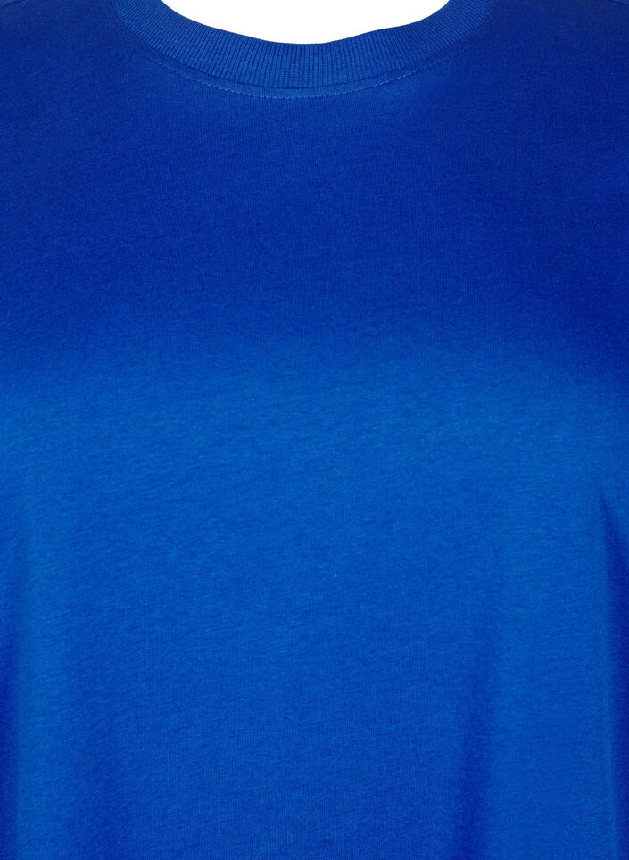 T-shirt basique en coton &agrave; col rond, Bleu, Packshot image number 2