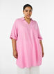 Tunique coupe trap&egrave;ze en lin et viscose, Rose, Model image number 0