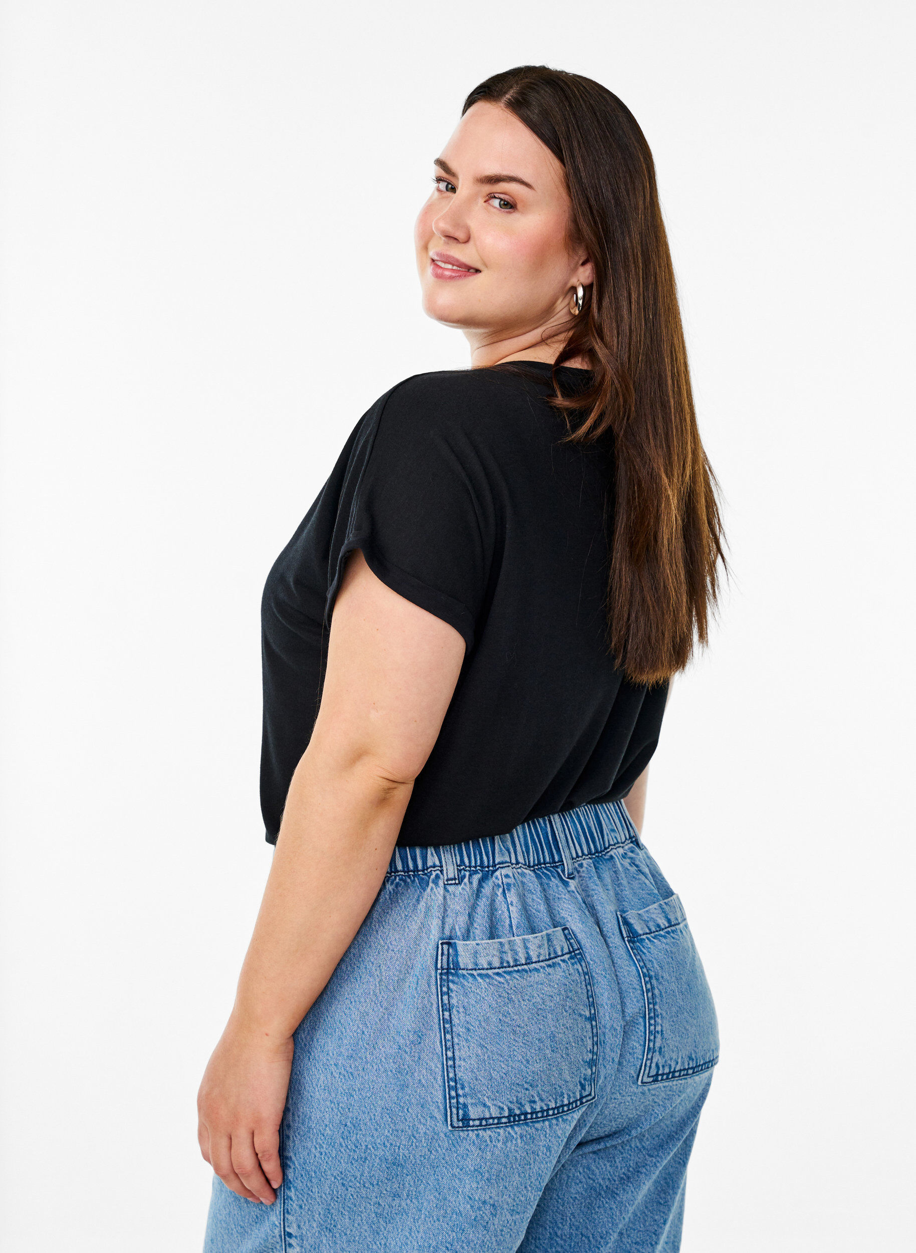 ZizziLos T-shirt met ronde hals, Zwart, Model image number 2