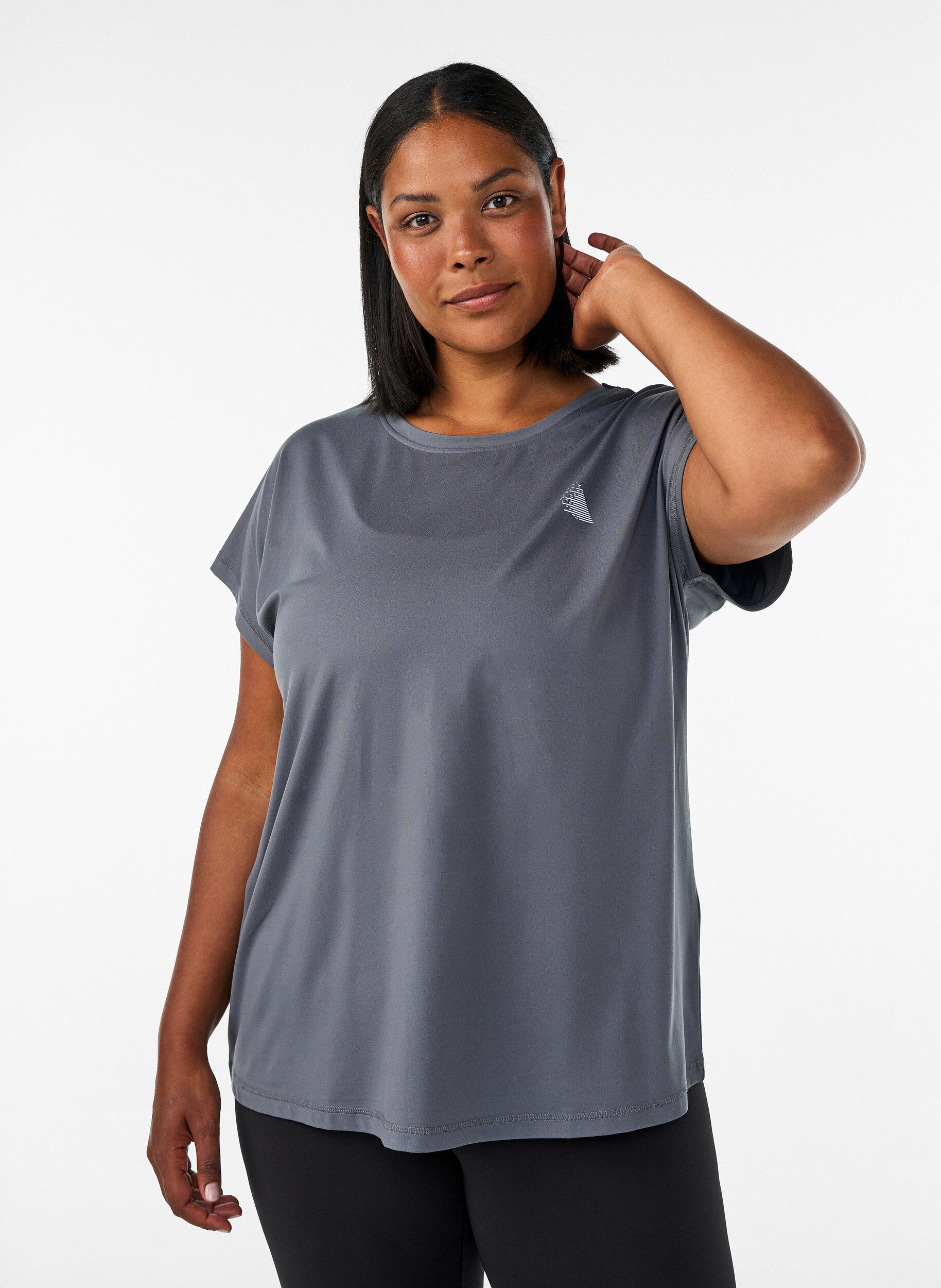 Effen gekleurd trainingsshirt, Grijs, Model