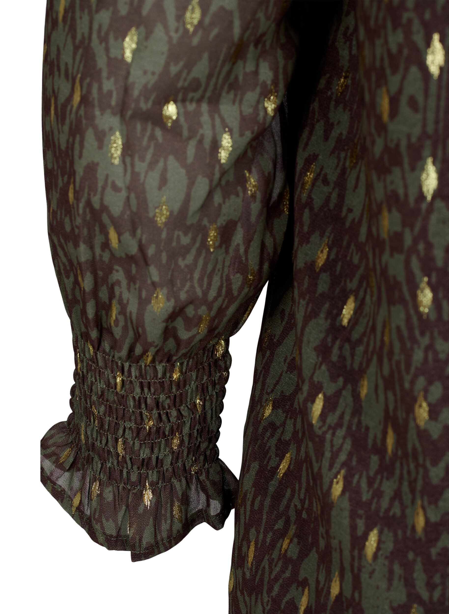 ZizziBlouse met print en lange mouwen, Green Ethnic AOP, Packshot image number 3