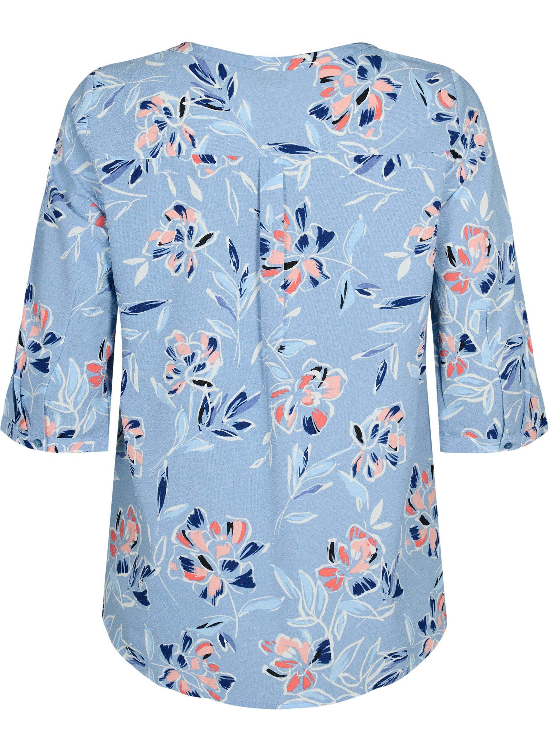 ZizziBlouse met bloemendesign en 3/4 mouw, Outline Flower, Packshot image number 1