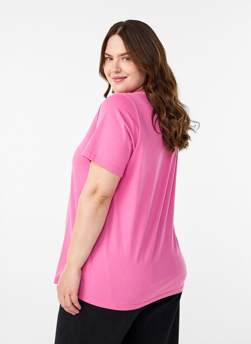 T-shirt imprim&eacute;, Rose, Model image number 2