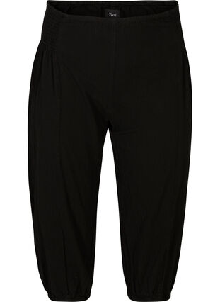Pantalon 3/4 ample avec détail en smock, Black, Packshot image number 0