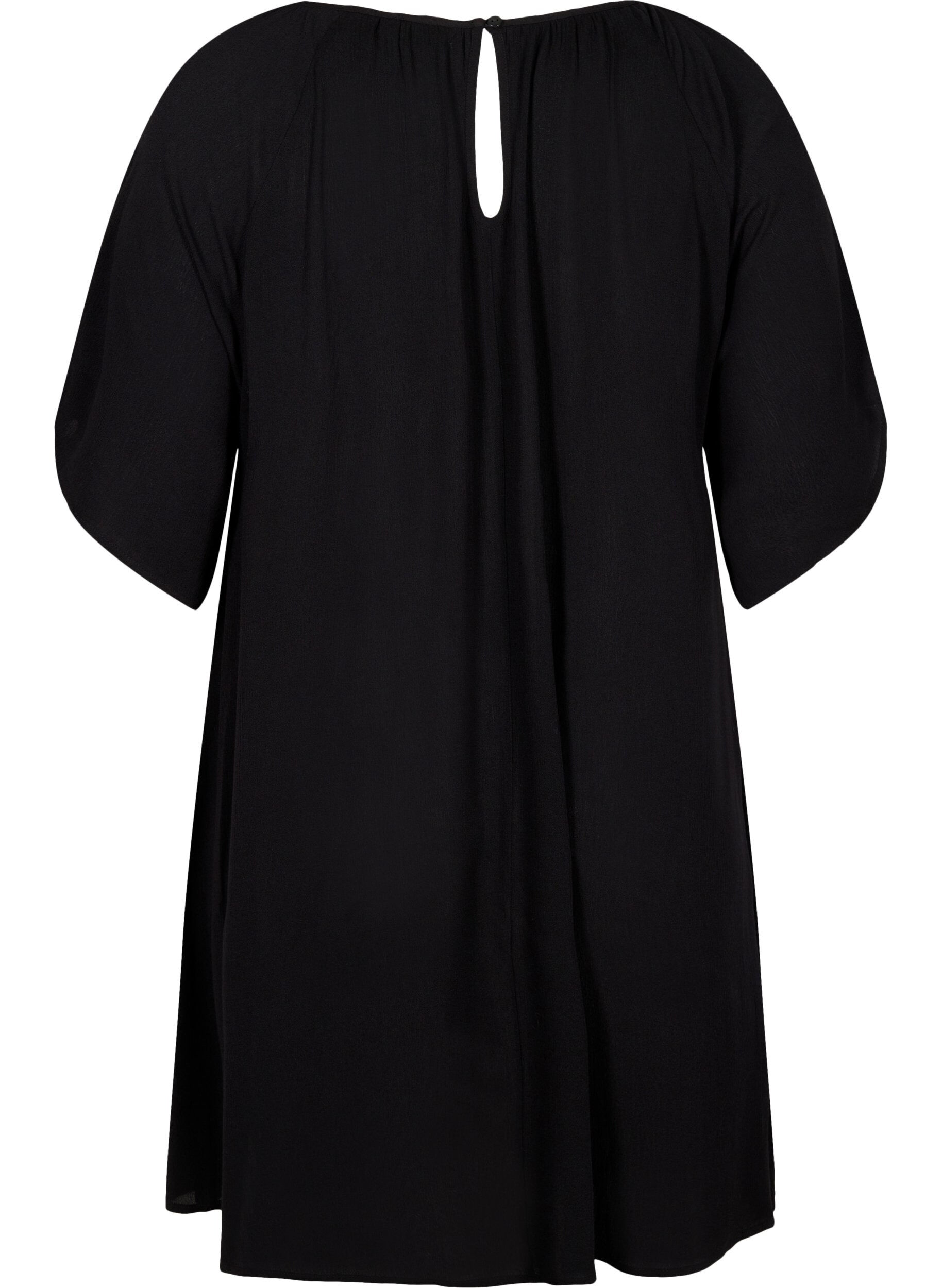 Zizzi Robe en viscose &agrave; manches courtes, Black, Packshot image number 1