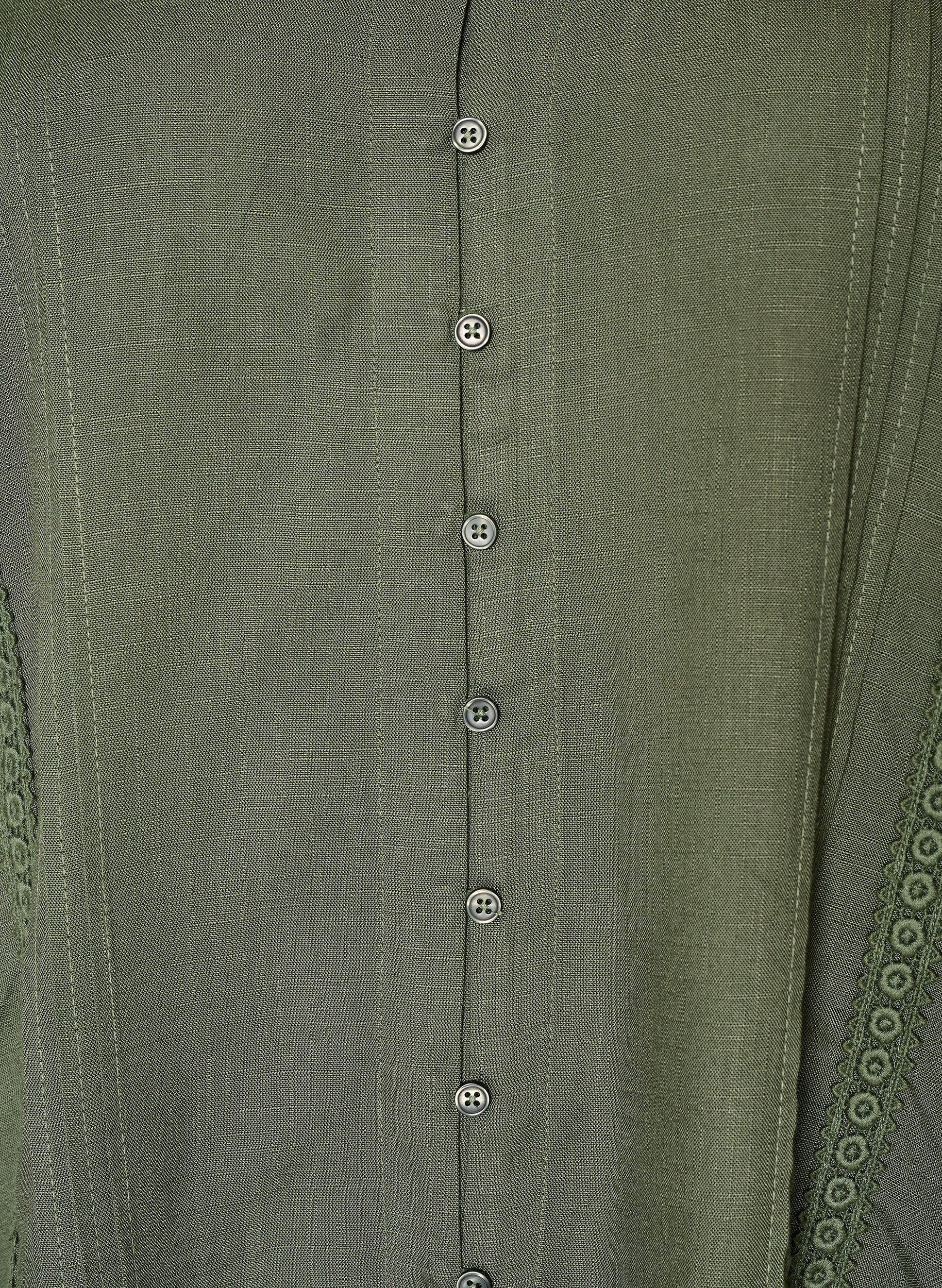 ZizziBlouse en viscose avec bordure crochet et boutons, Vert, Packshot image number 2