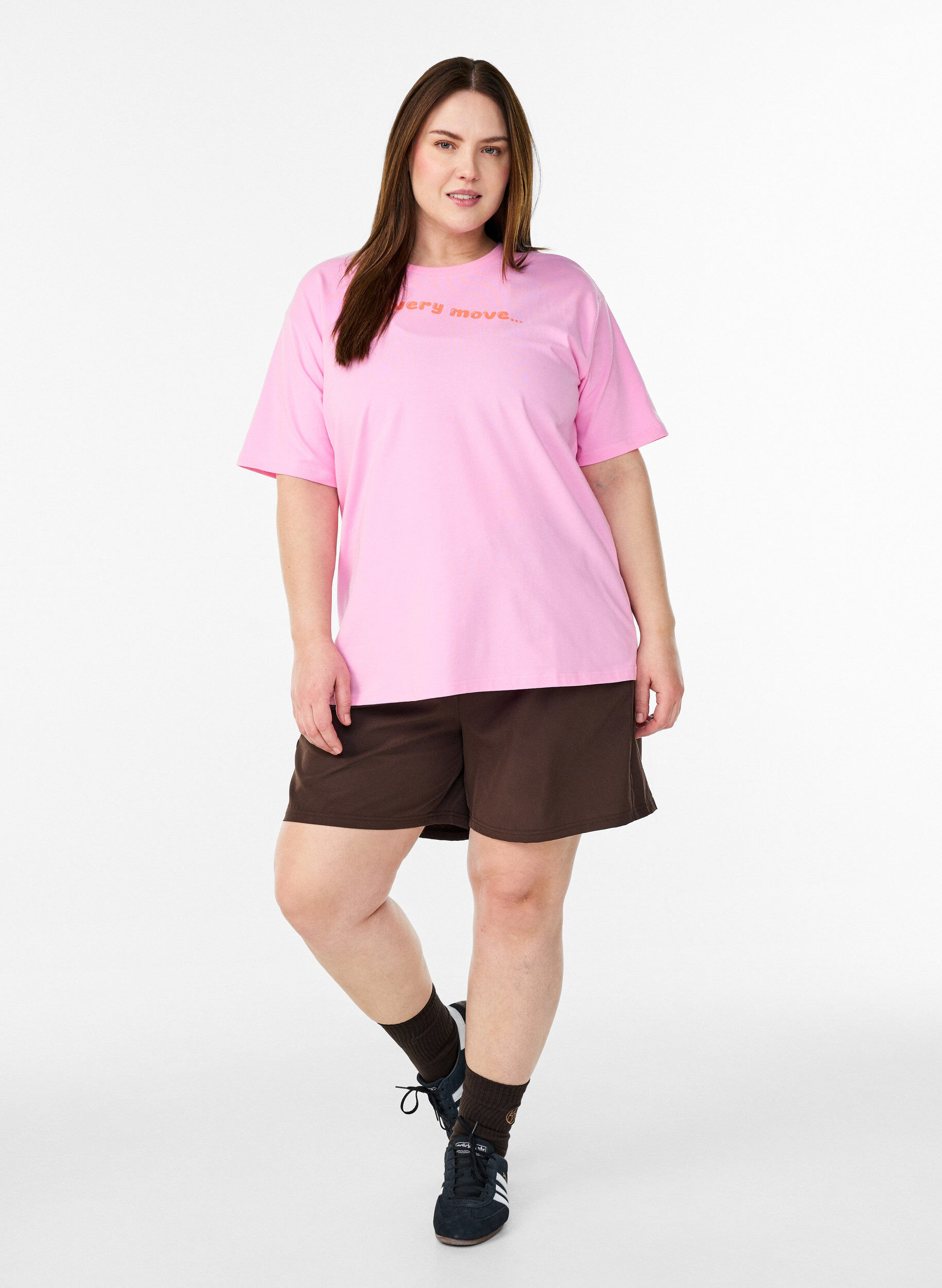 ZizziSportief T-shirt in biologisch katoen, Roze, Model image number 1