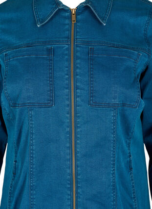 Robe en jean avec fermeture éclair et col, Dark blue denim, Packshot image number 2