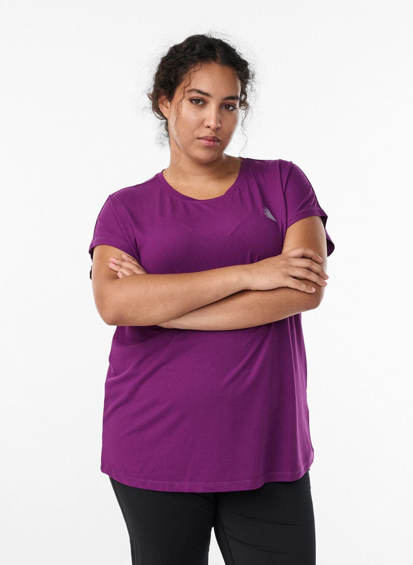 T-shirt de sport couleur unie, Violet, Model image number 0