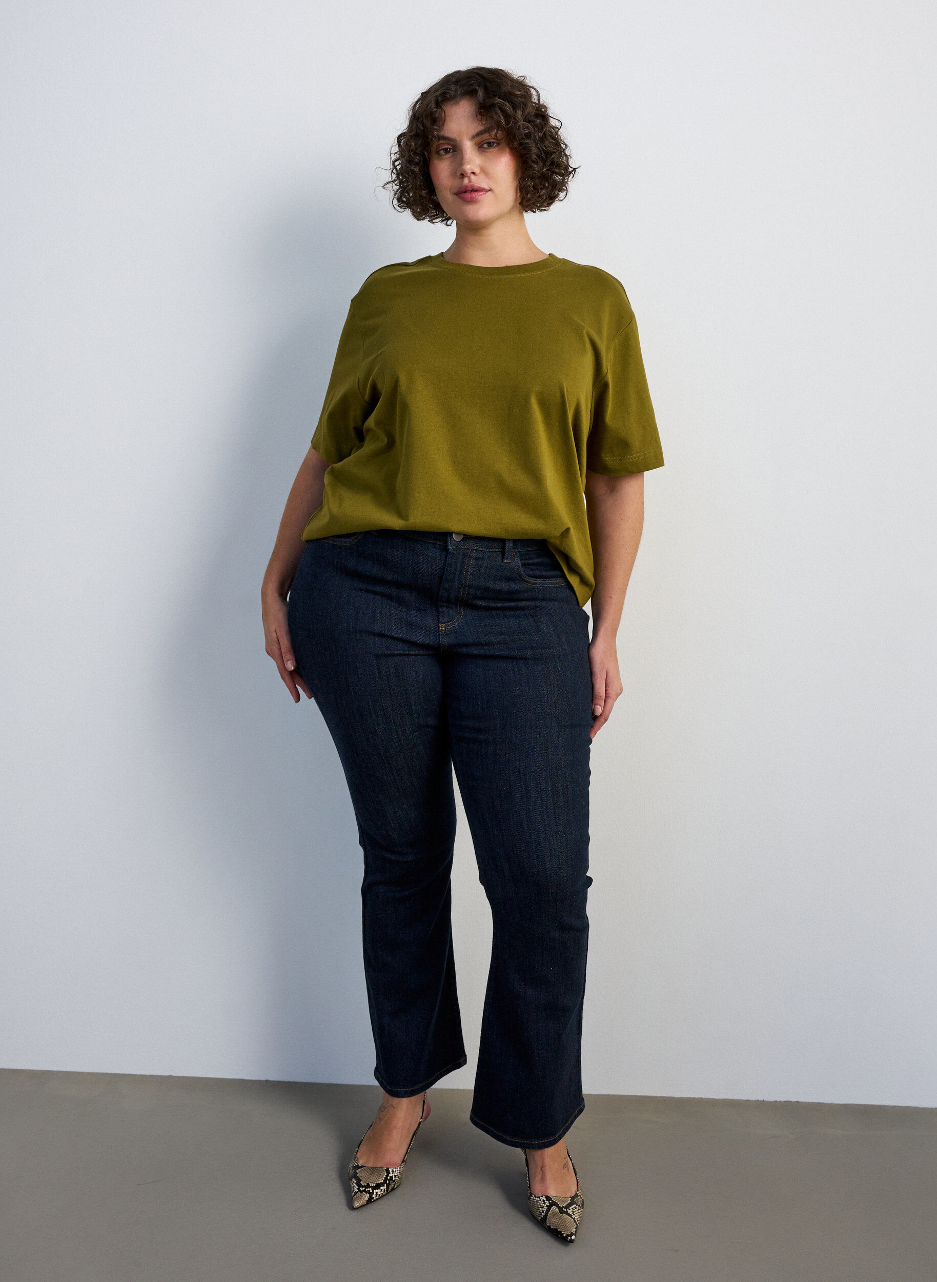 ZizziT-shirt coupe boxy en coton, 2262, Model image number 1
