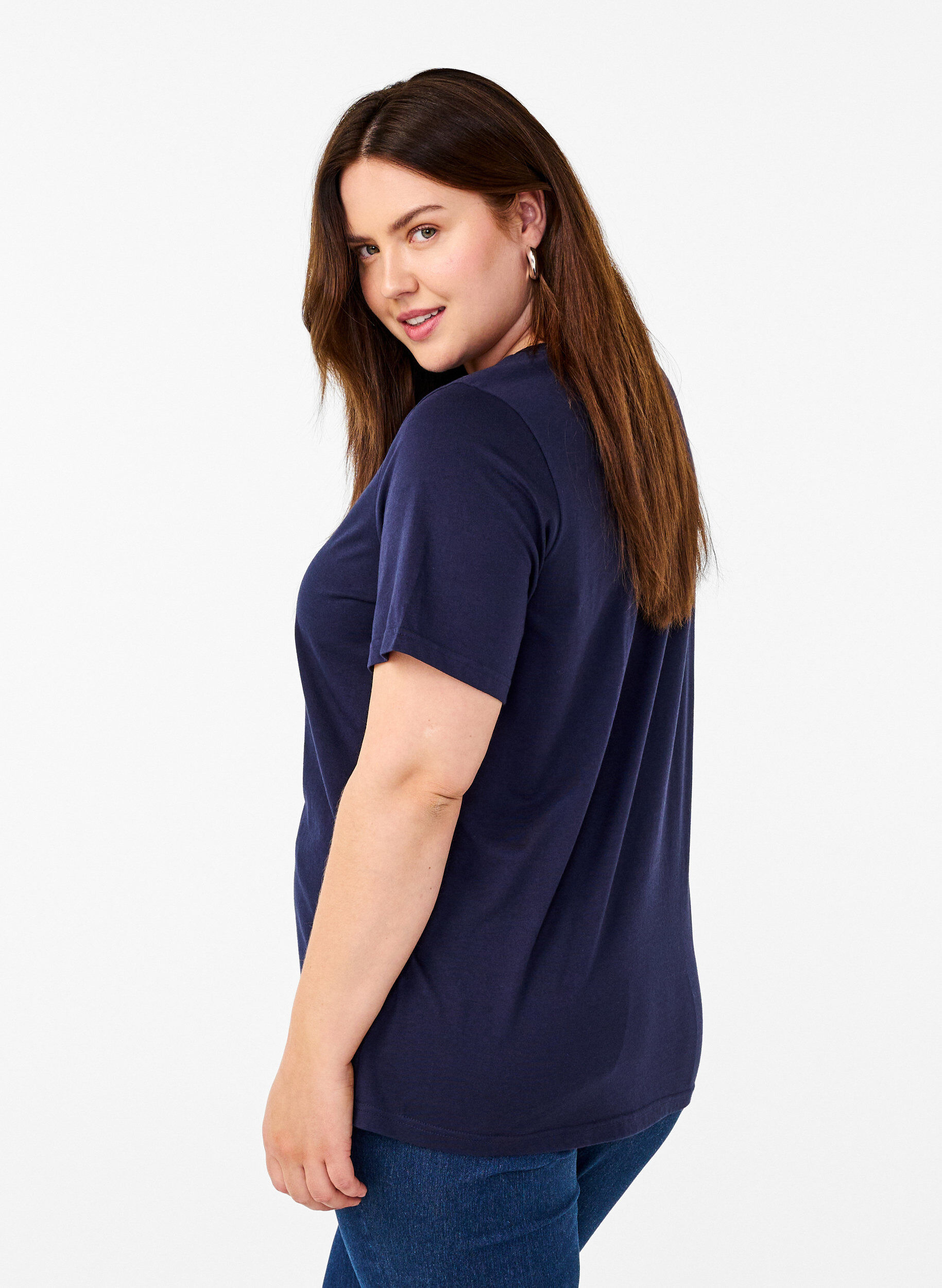 Zizzi FLASH &ndash; T-shirt imprim&eacute;, Navy B. Silver Faith, Model image number 1