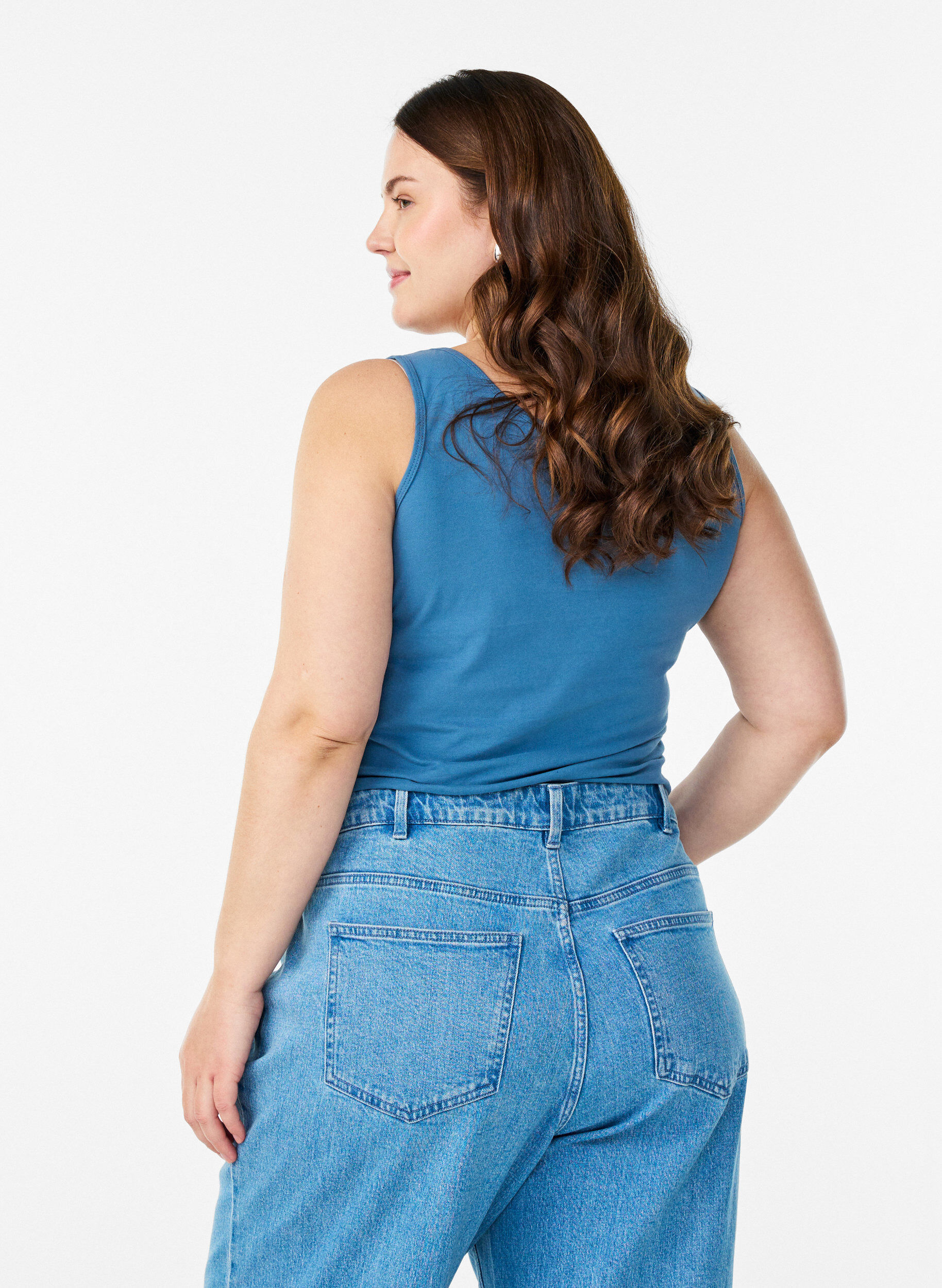 ZizziHaut basic uni en coton, Gris bleut&eacute;, Model image number 2