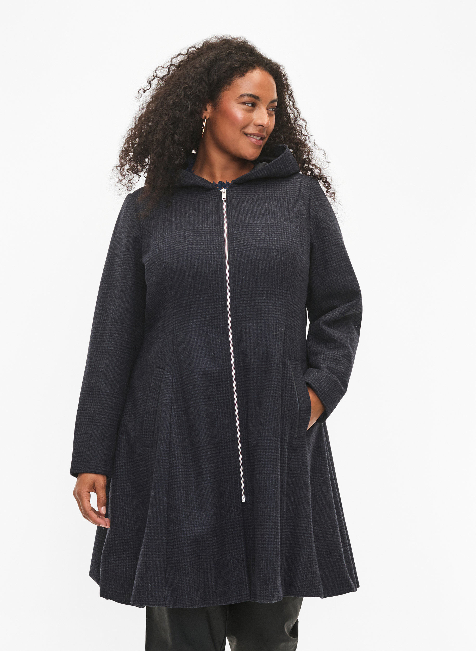 ZizziGeruite jas met wol, Dark Grey Melange, Model image number 0