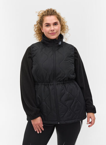 Vest met elastiek in de taille, Black, Model image number 0