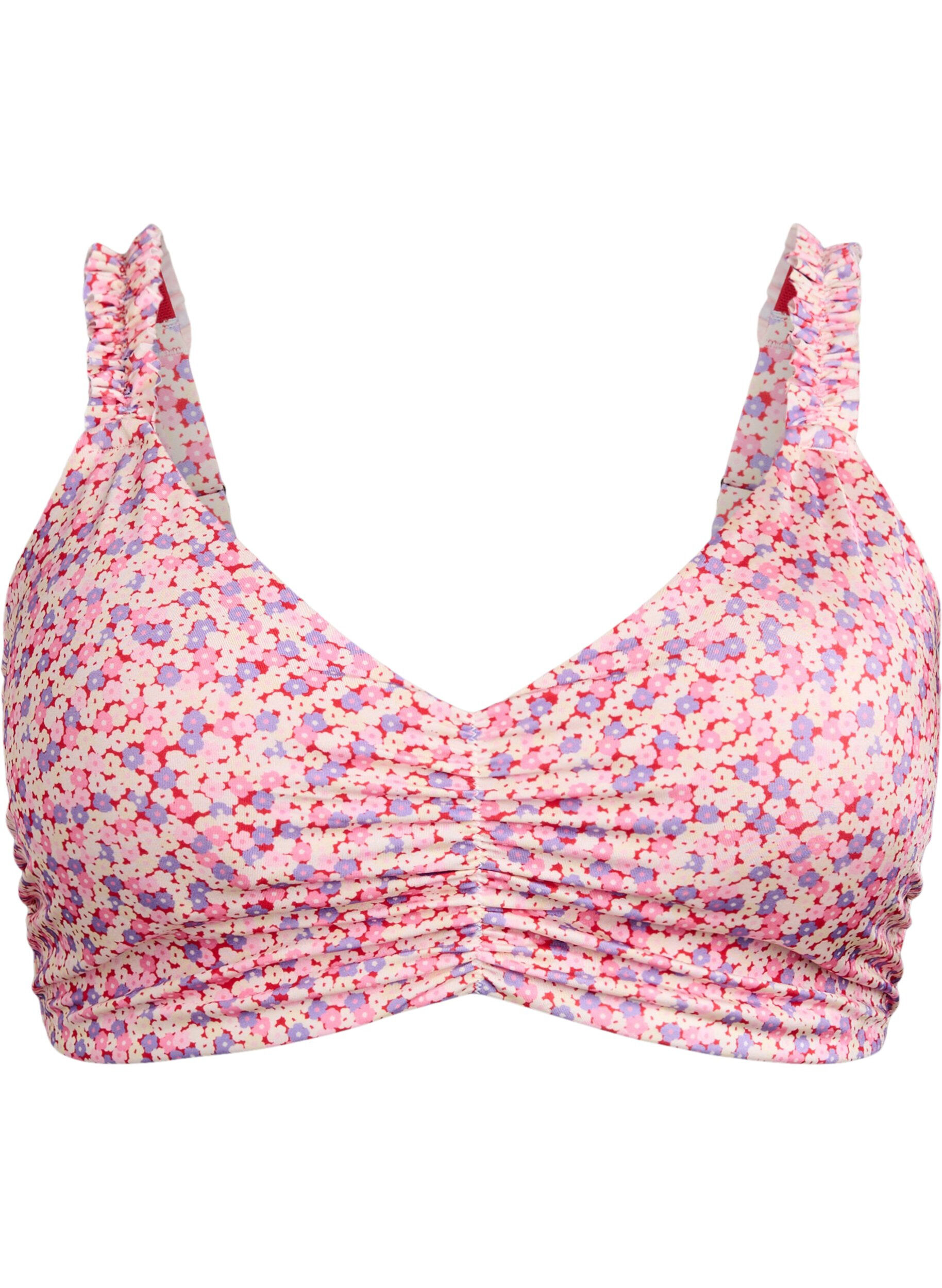 ZizziGestreepte bikinitop met afneembare vulling, Roze, Packshot image number 0