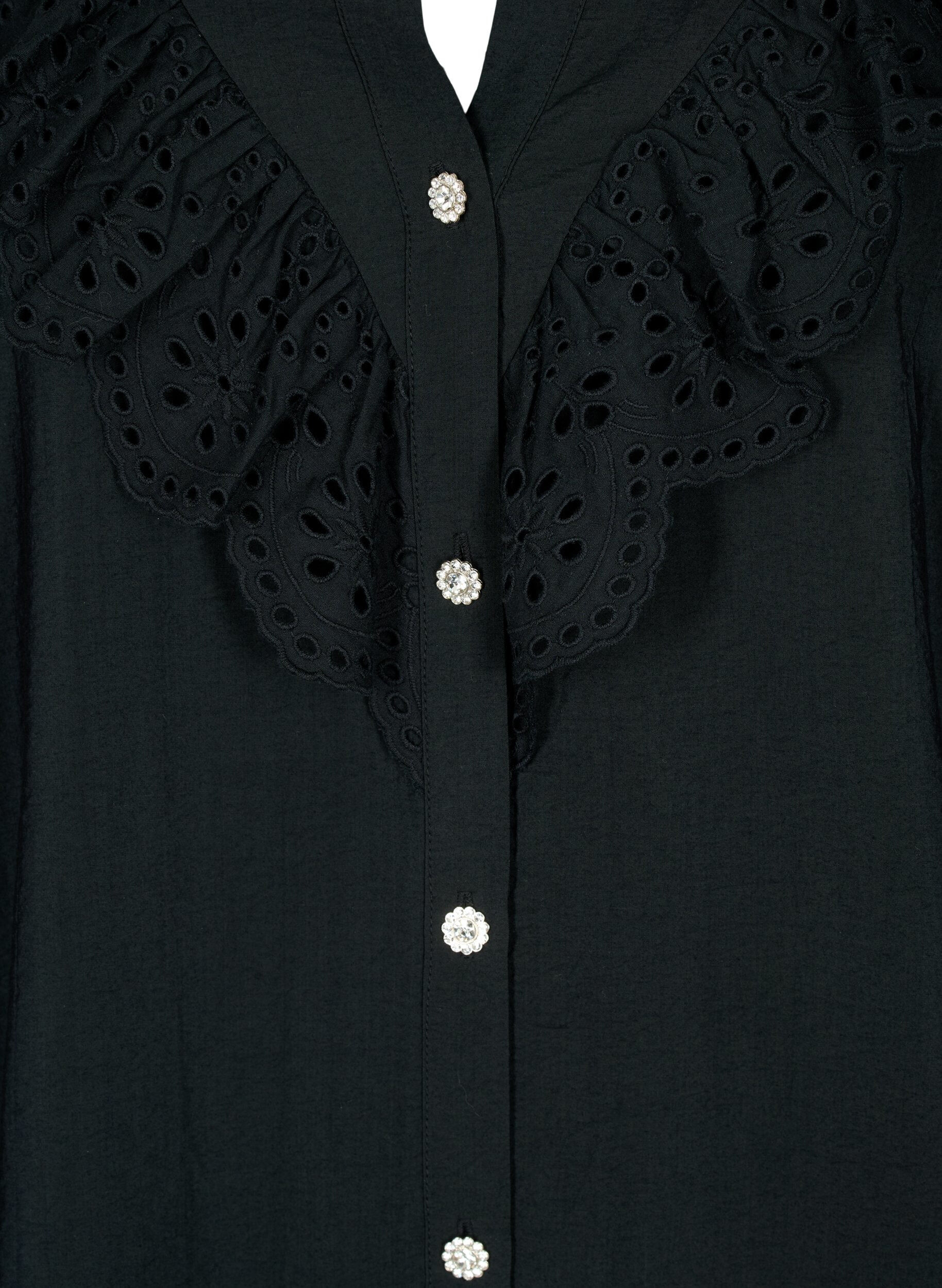 ZizziViscose overhemdblouse met ruches, Black, Packshot image number 2