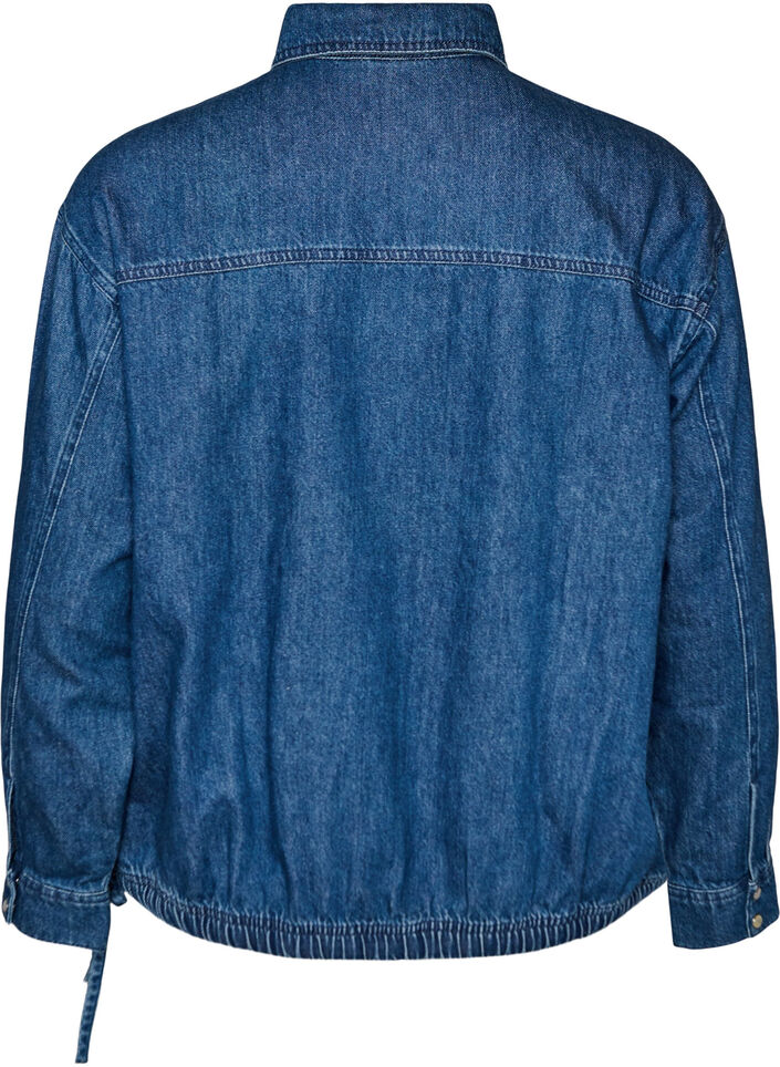 Blouse en jean coupe ballon, Bleu, Packshot