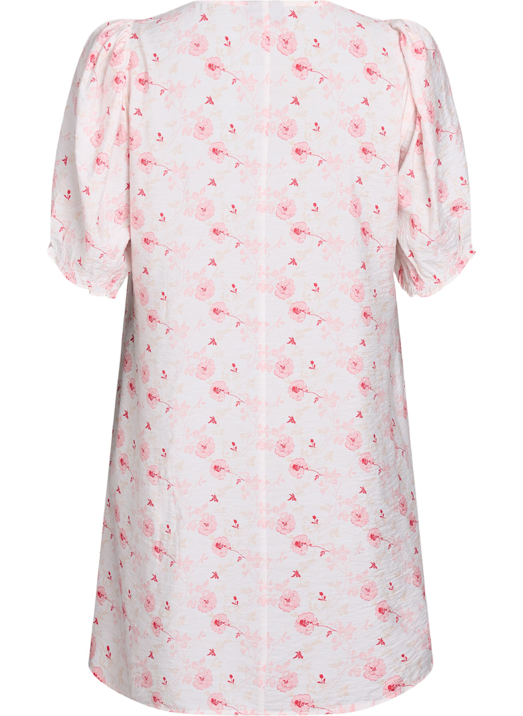 Zizzi Robe courte &agrave; coupe &eacute;vas&eacute;e avec imprim&eacute; floral, Rose, Packshot image number 1