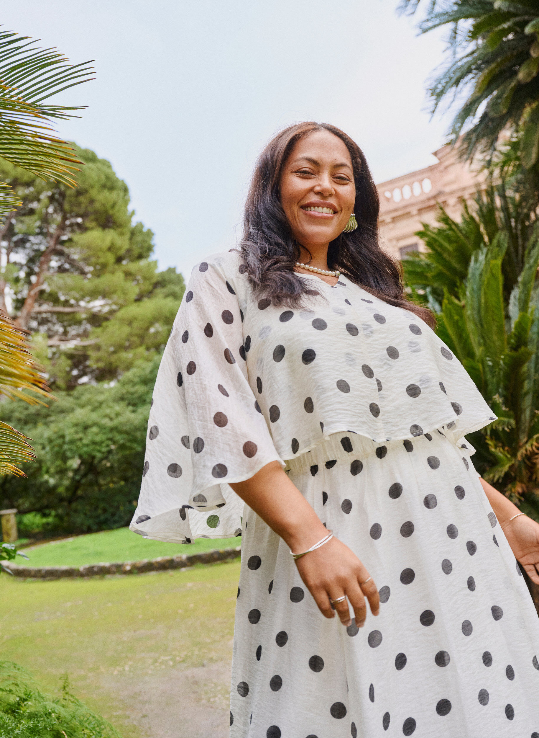 Gelaagd top met stippenpatroon