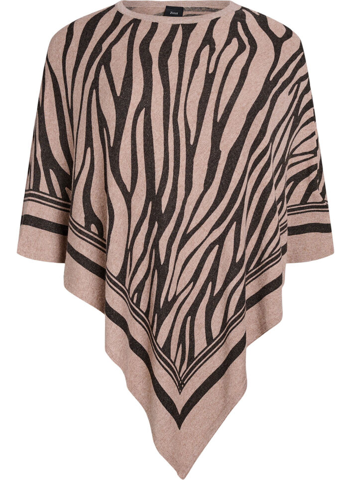 Fijngebreide poncho, Zwart, Packshot image number 0
