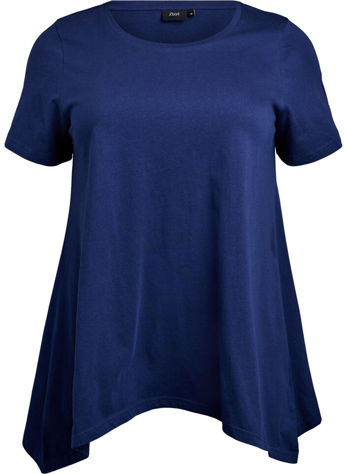 T-shirt &agrave; col rond et coupe &eacute;vas&eacute;e, Bleu, Packshot image number 0