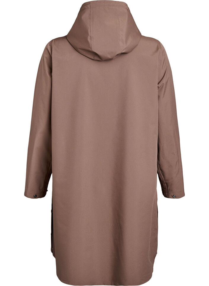 Regenjas met zakken en capuchon, Bruin, Packshot image number 1