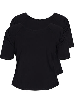 Lot de 2 t-shirts en coton à manches 2/4, Black, Packshot image number 1