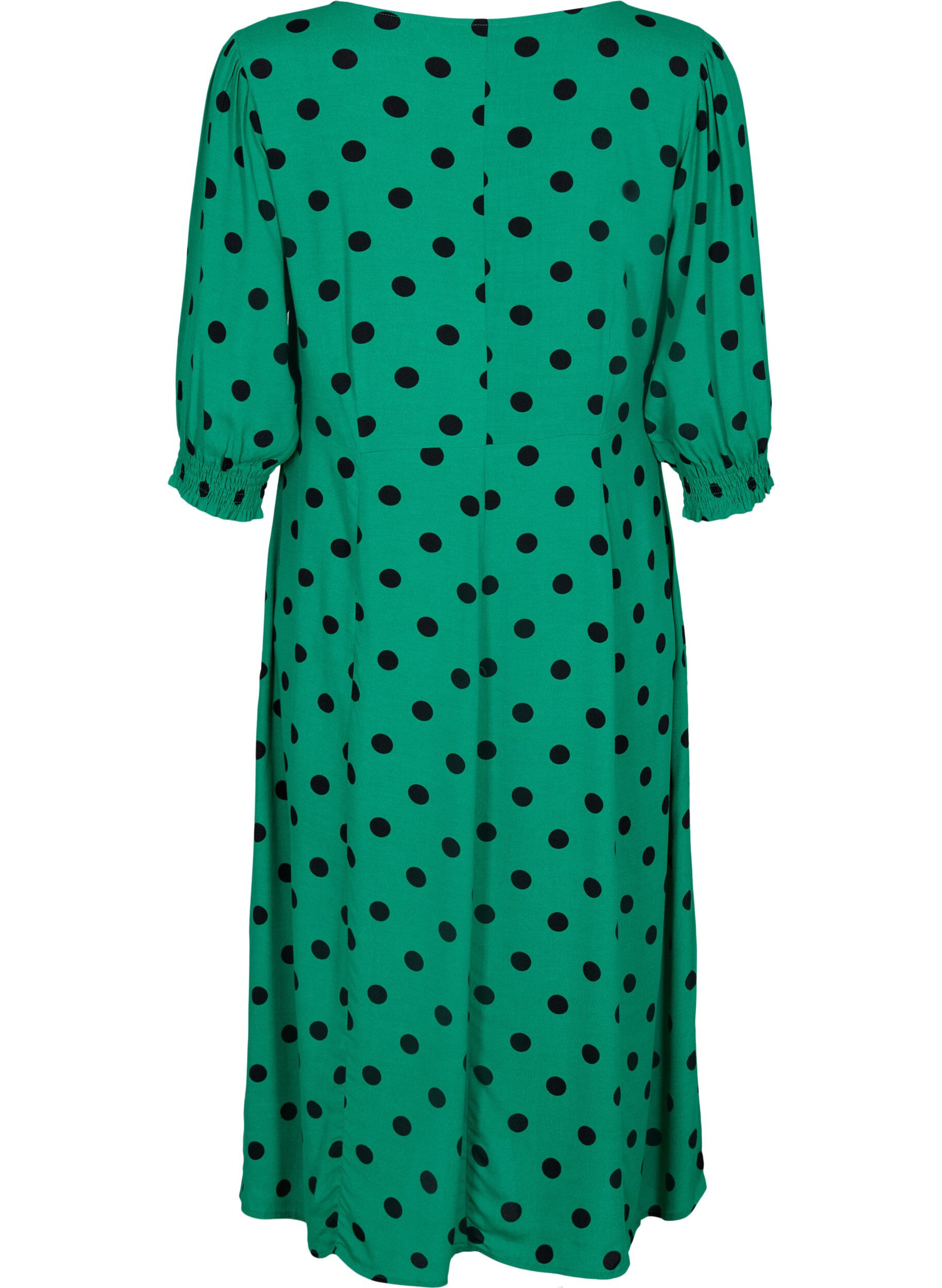 Zizzi Robe midi &agrave; pois en viscose, Jolly Green Dot AOP, Packshot image number 1