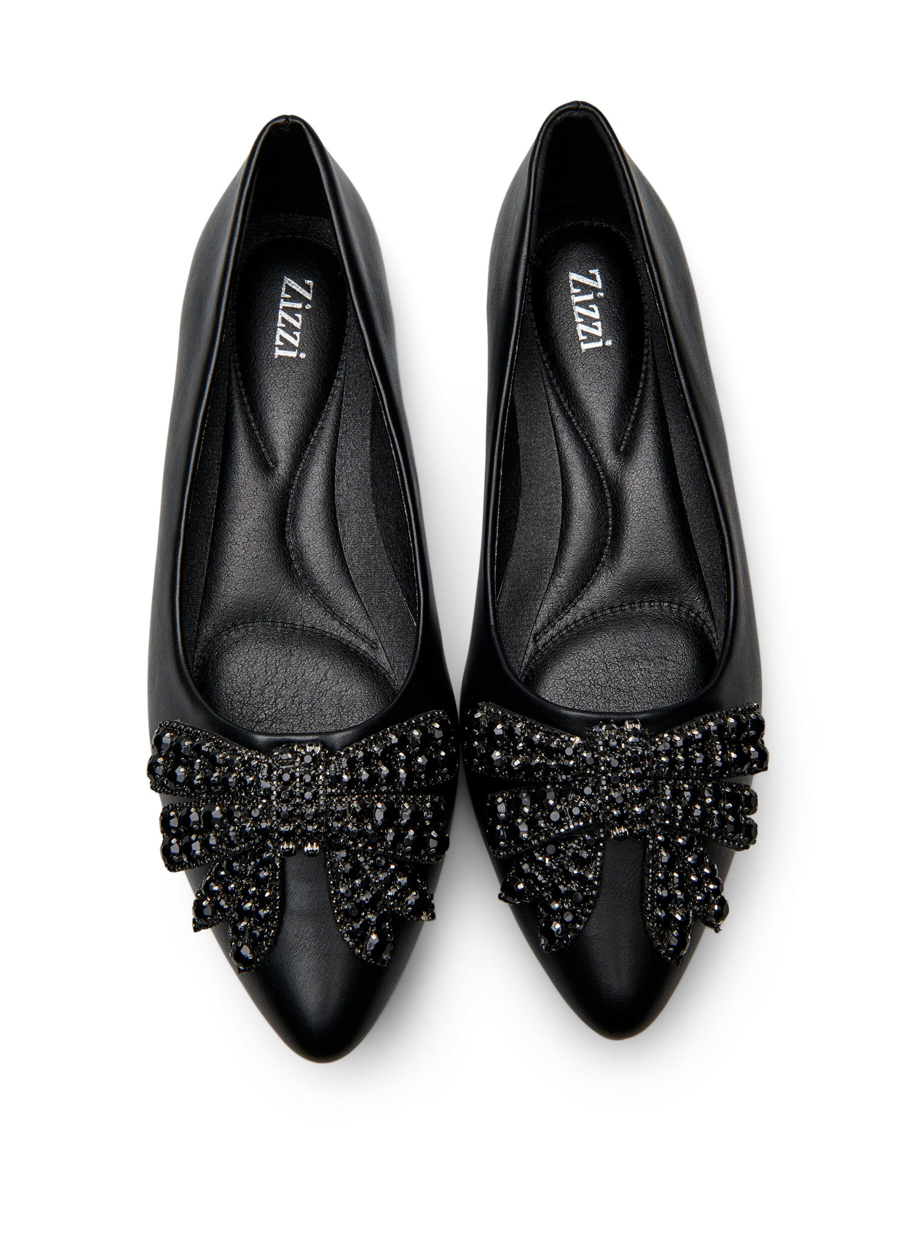 Zizzi Large - Ballerine avec n&oelig;ud et strass, Noir, Packshot image number 2