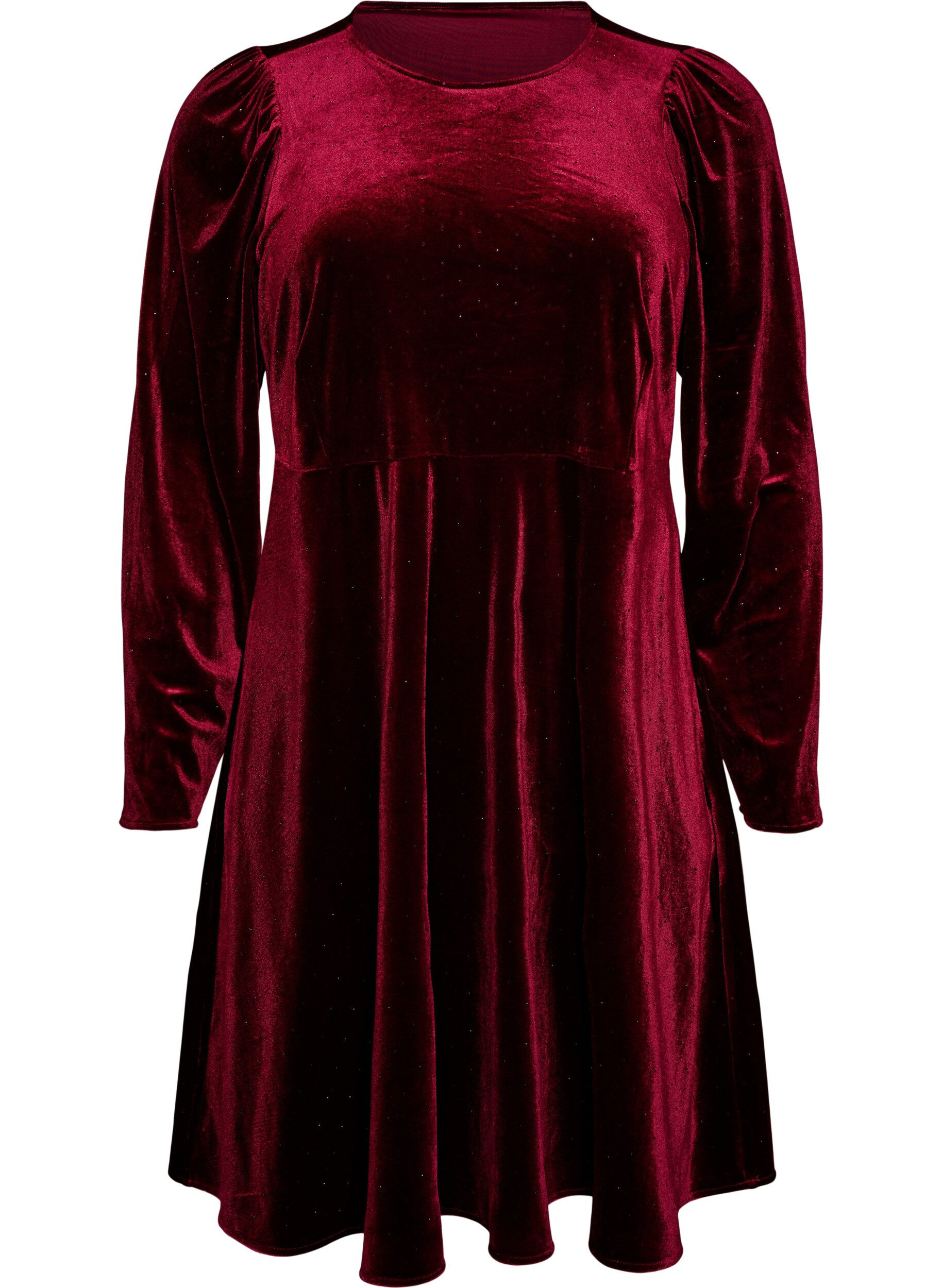 ZizziFluwelen jurk met strassteentjes en A-lijnvorm, Rood, Packshot image number 0