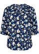 Gebloemde blouse met 3/4 mouwen, P. Blue Flower AOP, Packshot image number 0