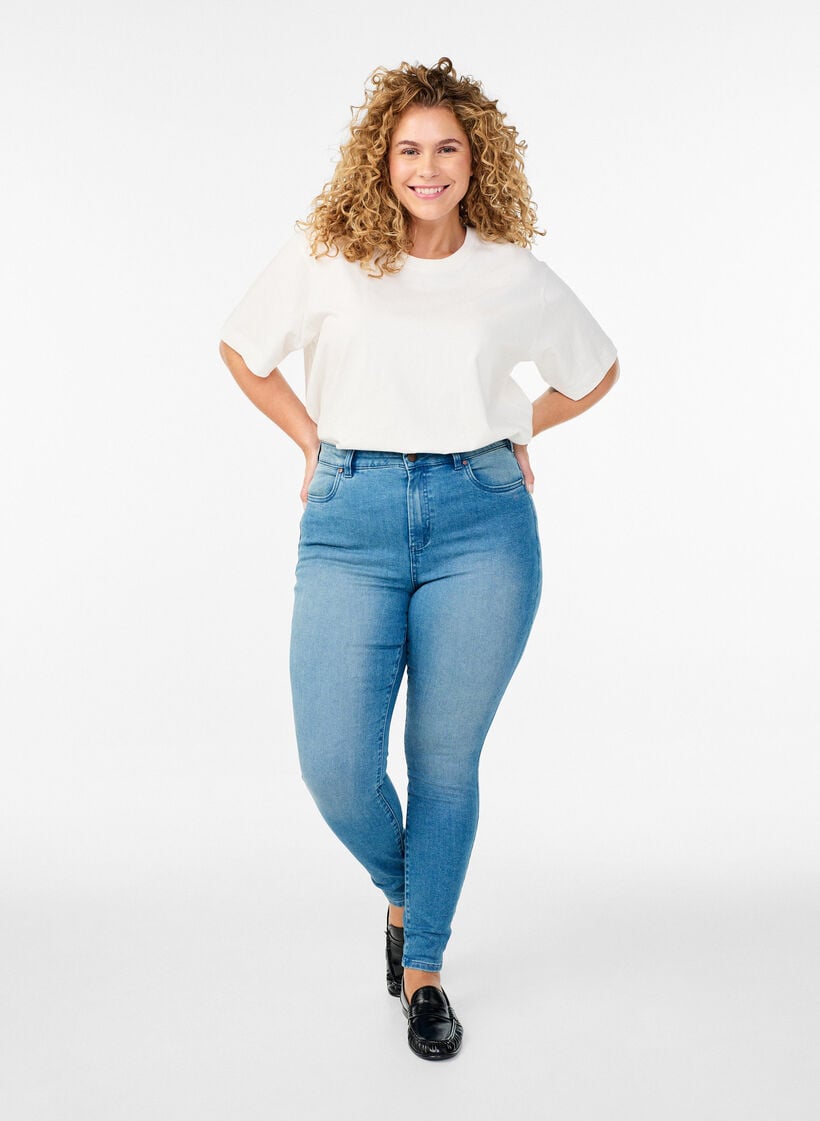 Super slim Amy jeans met hoge taille, Blauw, Model image number 0
