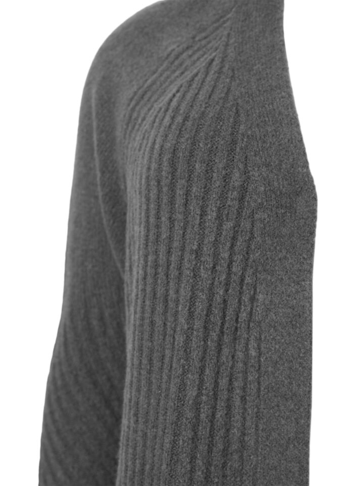 Lang ribgebreid vest, Dark Grey Melange, Packshot image number 2