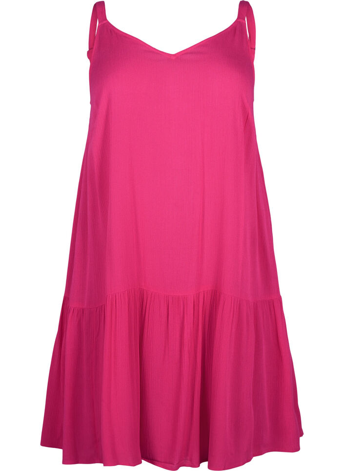 zomerjurk met bandjes, gemaakt van viscose, Raspberry Sorbet, Packshot image number 0