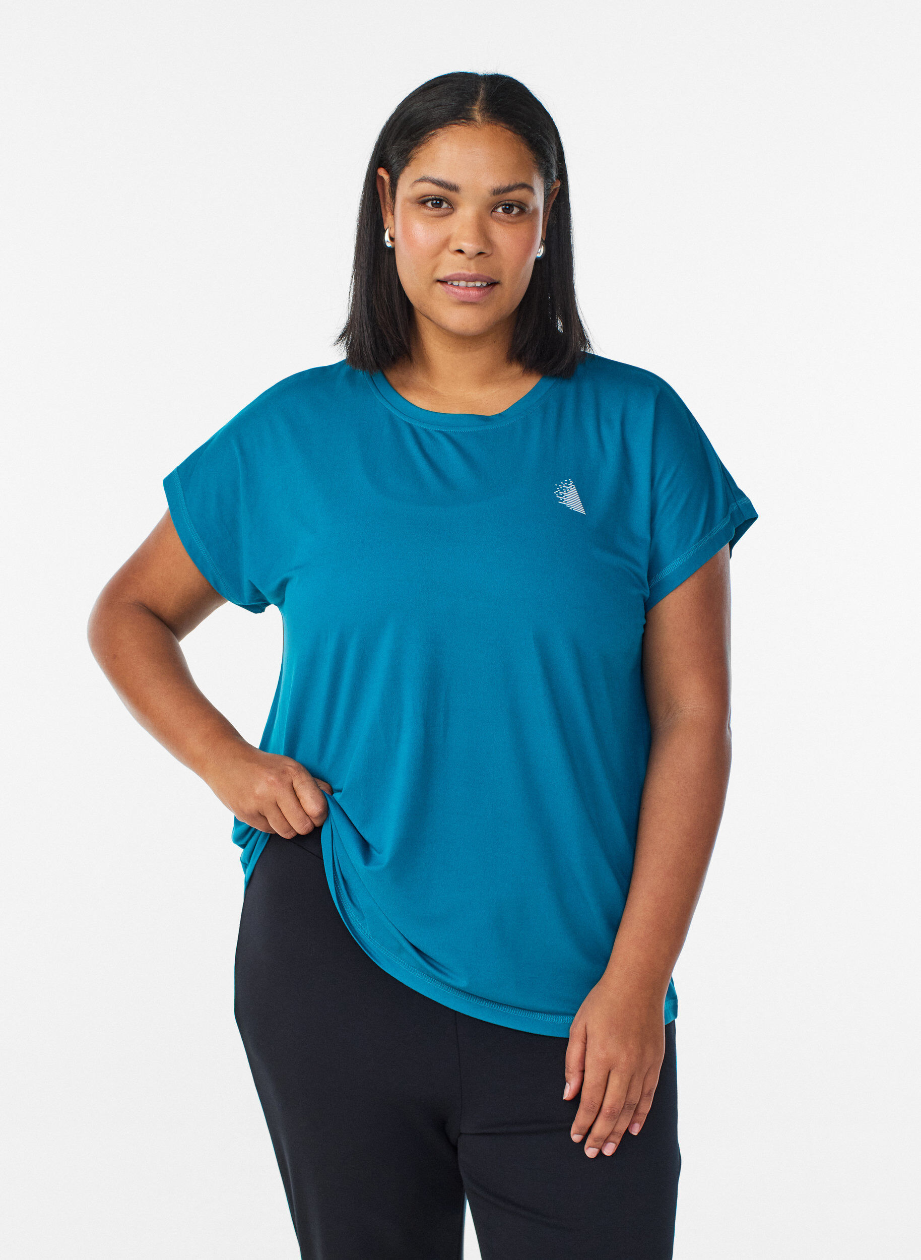 Effen gekleurd trainingsshirt, Groen, Model