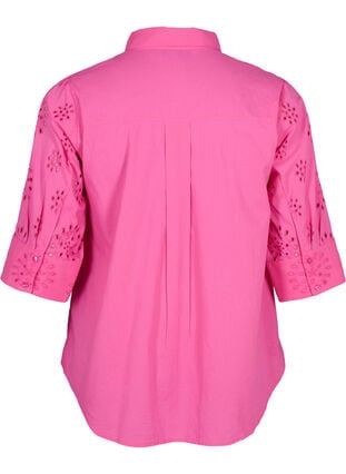 Shirtblouse met Engels borduurwerk en 3/4-mouwen, Raspberry Rose, Packshot image number 1