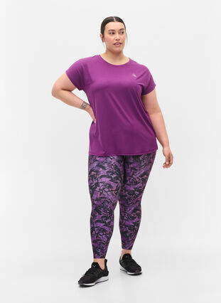 Legging de sport court avec imprimé, Multi Purple, Model image number 0
