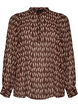 Blouse met all-overprint en korte knoopsluiting, Bruin, Packshot image number 0