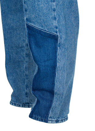 Jeans Mille coupe maman avec patch de couleurs, Blue denim, Packshot image number 3