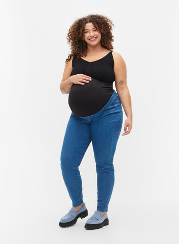 Jegging de grossesse avec poches arrière, Blue denim, Model image number 0