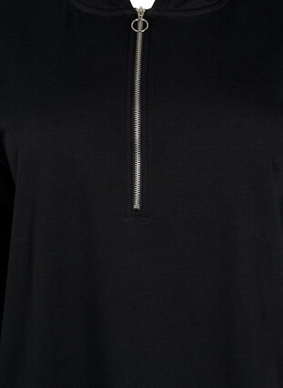 Robe sweat-shirt avec capuche et fermeture éclair, Black, Packshot image number 2