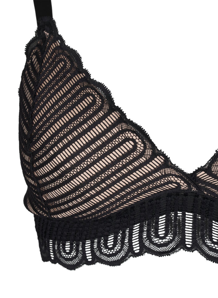 Bralette met kant en zachte vulling, Zwart, Packshot image number 3