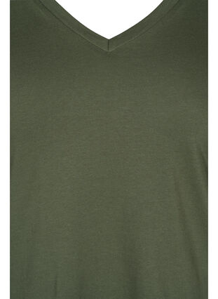 T-shirt en coton bio à col V, Thyme, Packshot image number 2