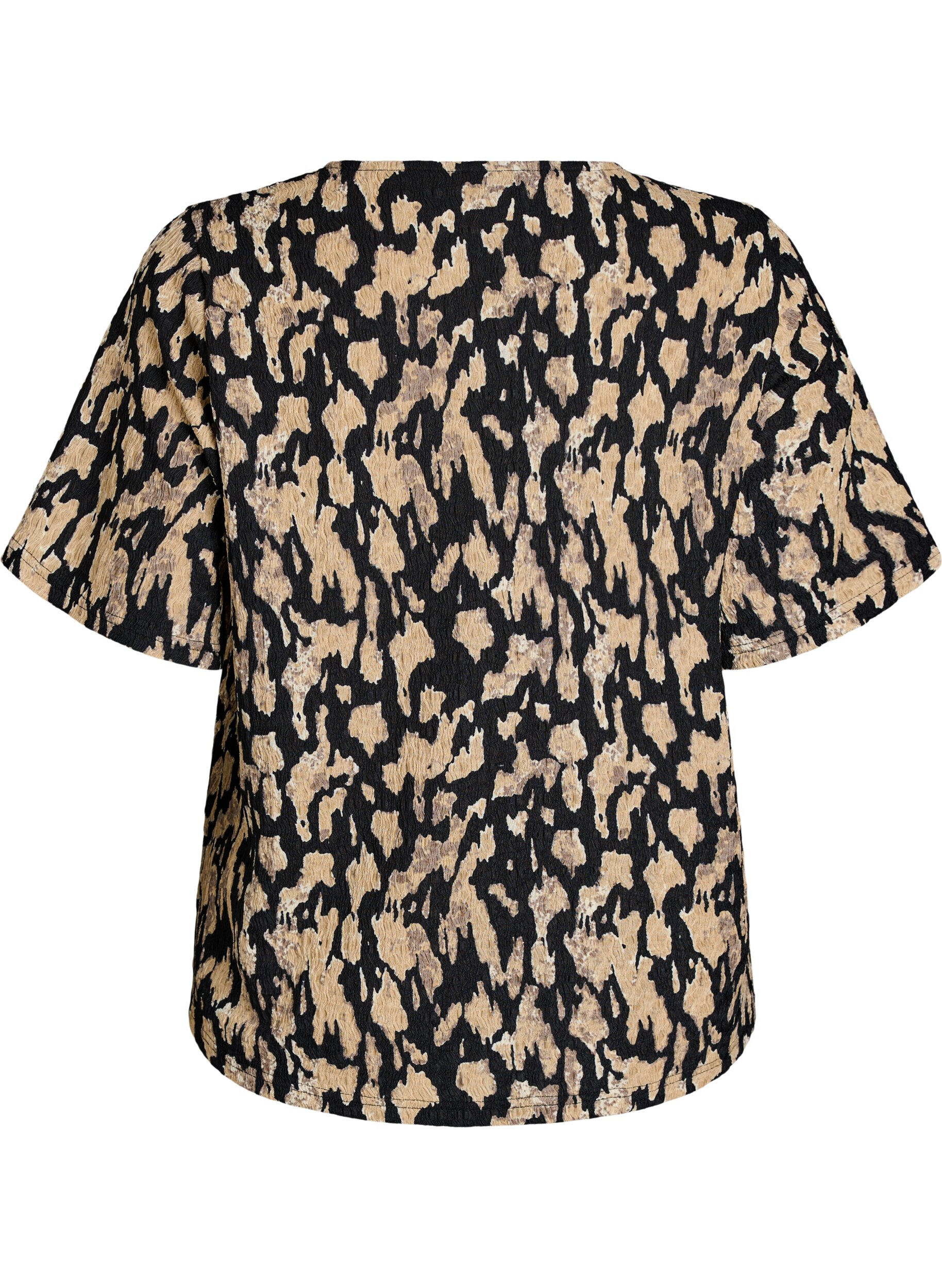 ZizziBlouse met korte mouwen met patroon, Zwart, Packshot image number 1