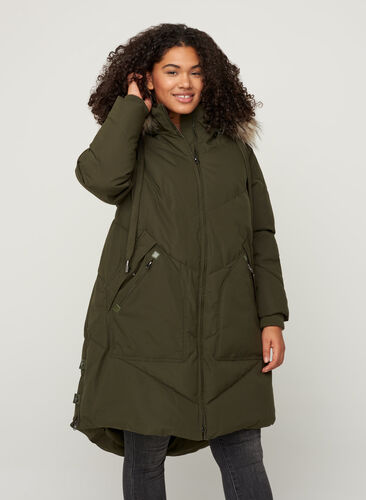 Manteau d'hiver avec capuche et bordure en fausse fourrure, Forest Night as s., Model image number 0