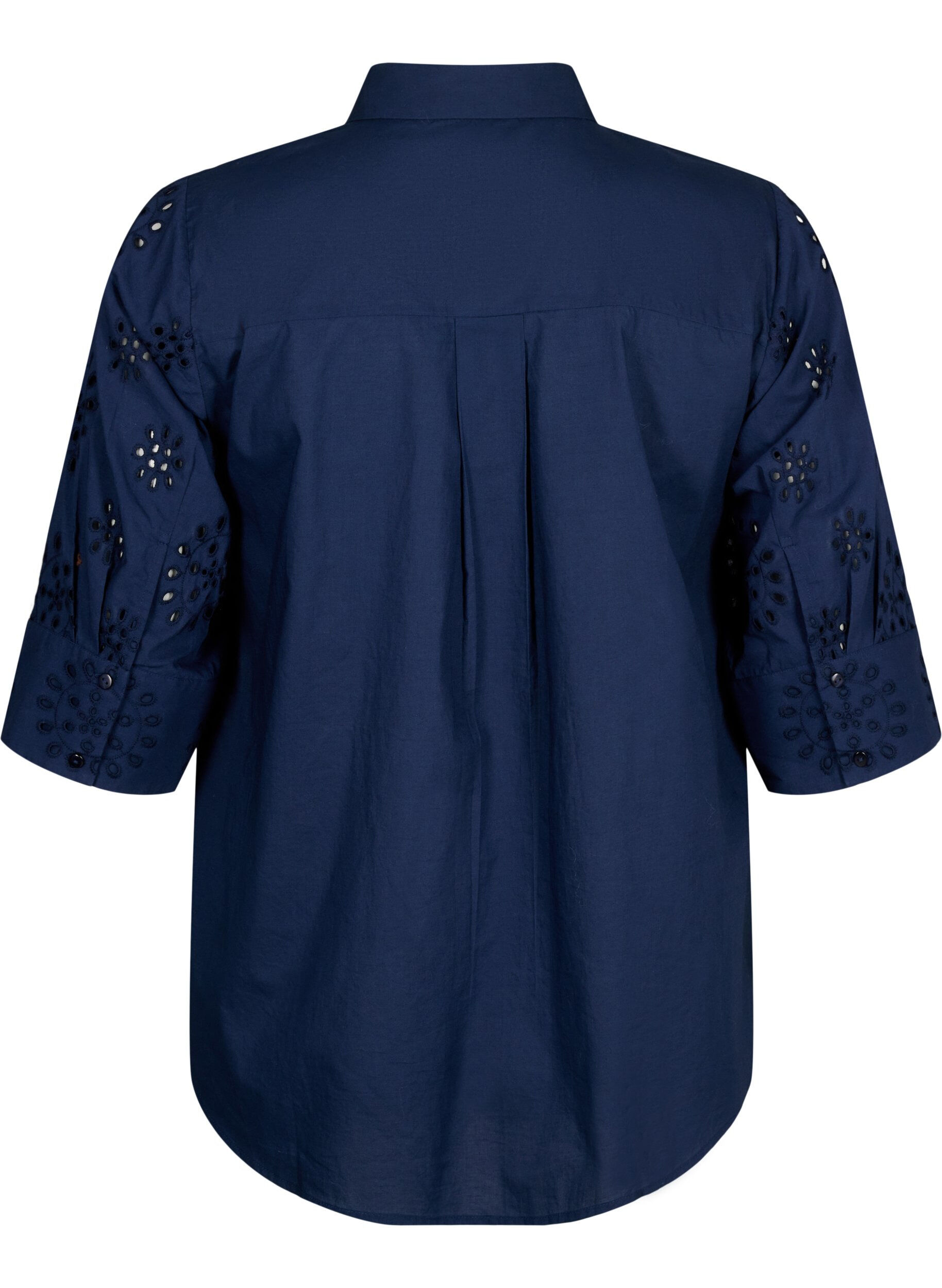 ZizziShirtblouse met Engels borduurwerk en 3/4-mouwen, Navy Blazer, Packshot image number 1