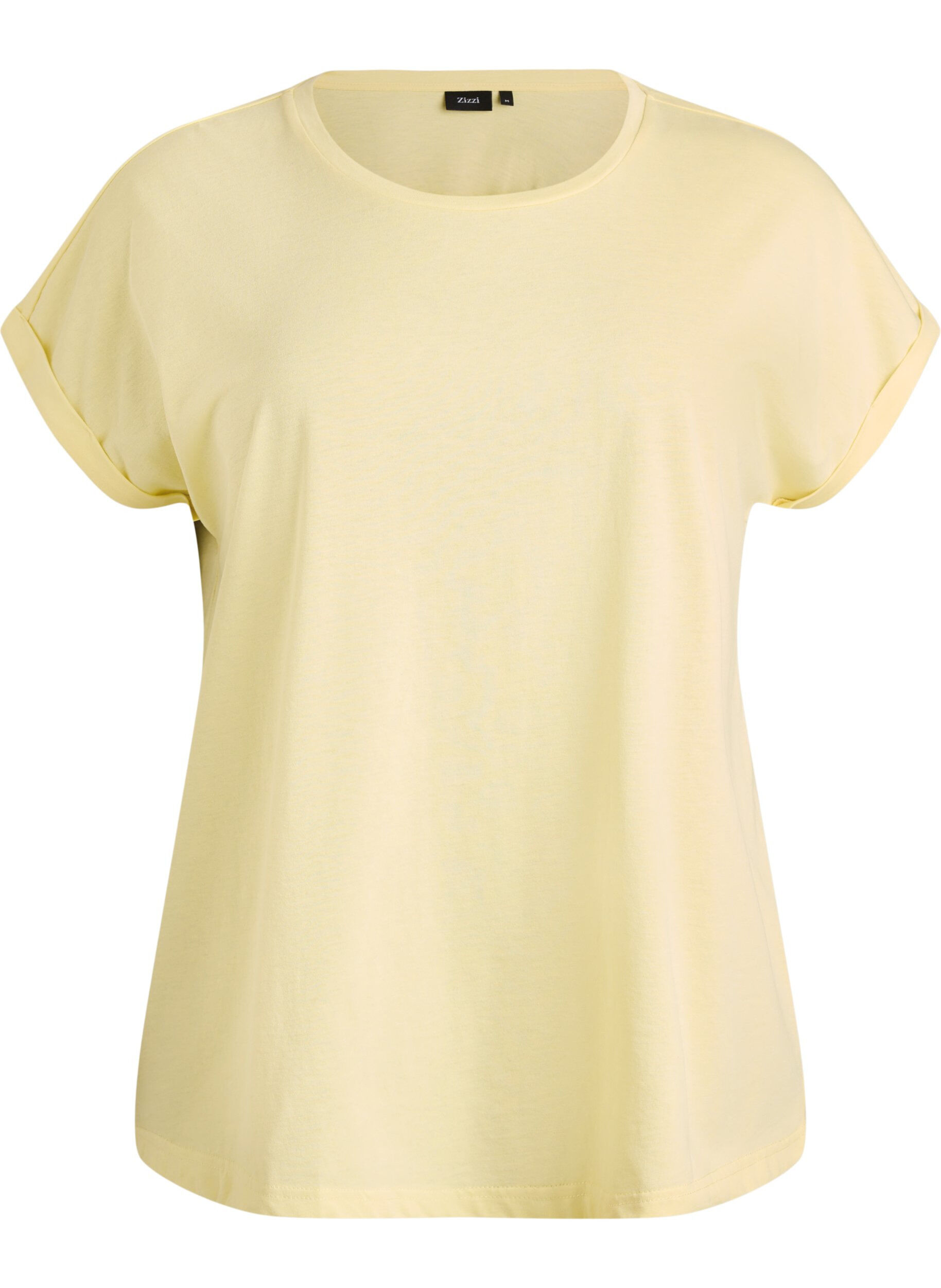 Zizzi T-shirt &agrave; manches courtes en coton m&eacute;lang&eacute;, Jaune clair, Packshot image number 0