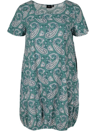 Katoenen jurk met korte mouwen en print, Paisley, Packshot image number 0