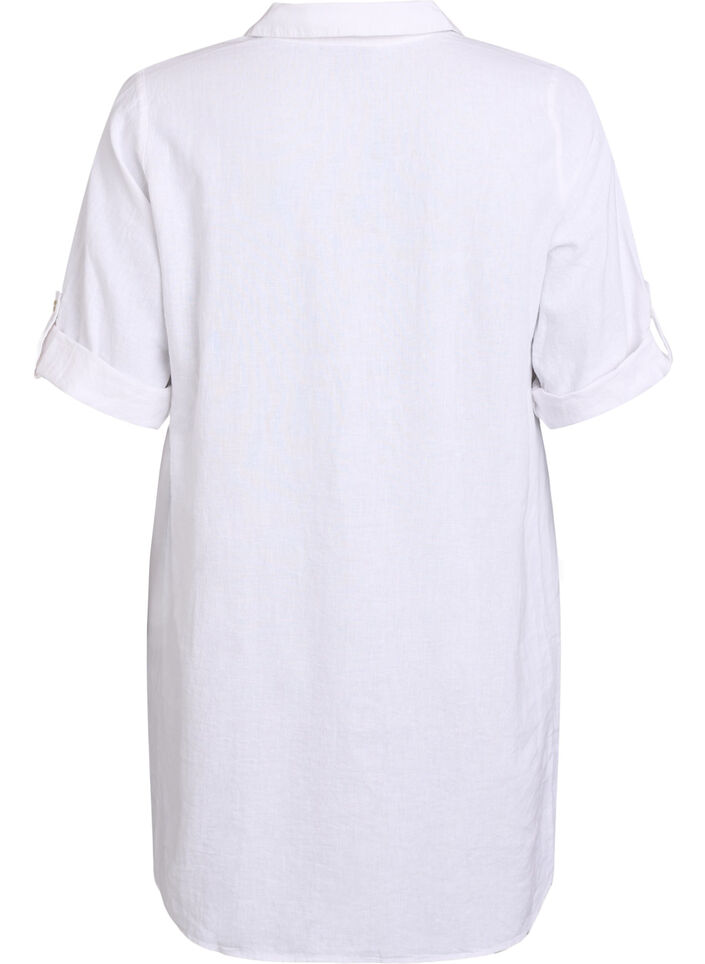Tuniek van linnen en viscose met A-vorm, Wit, Packshot image number 1
