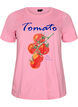 T-shirt van biologisch katoen met tomatenprint, Roze, Packshot image number 0